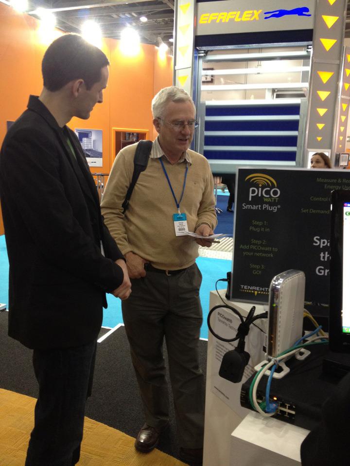 Tenrehte Senior Engineer Carlos Barrios and PICOwatt&reg; at the ExCel Centre in London